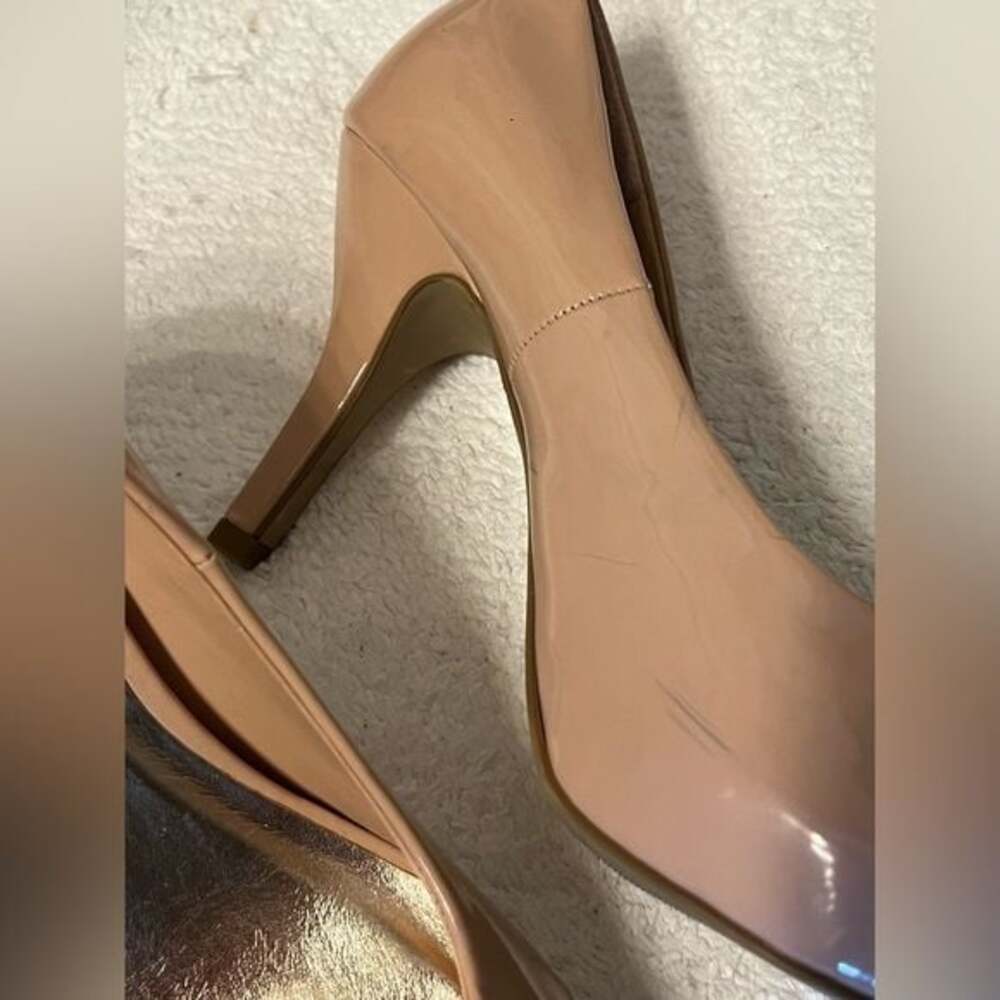 Madden Girl Beige Tan Nude Patent Leather Round Toe Heels 9M - Picture 6 of 13